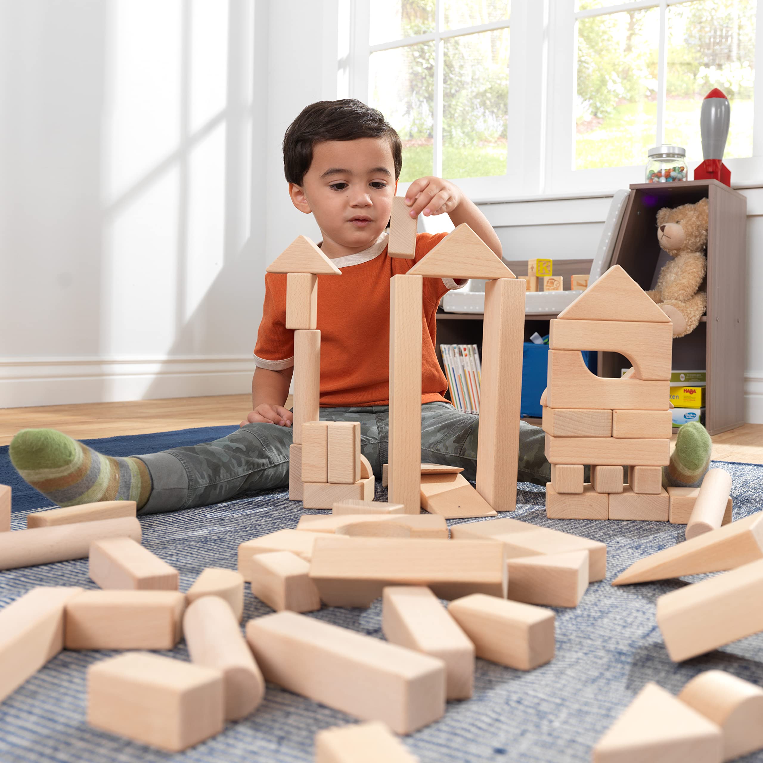 KidKraft 60-Piece Wooden Building Blocks Set - Educational STEM Toys for Toddlers & Kids - Perfect for Preschool Learning, Creative Play & Birthday Gifts