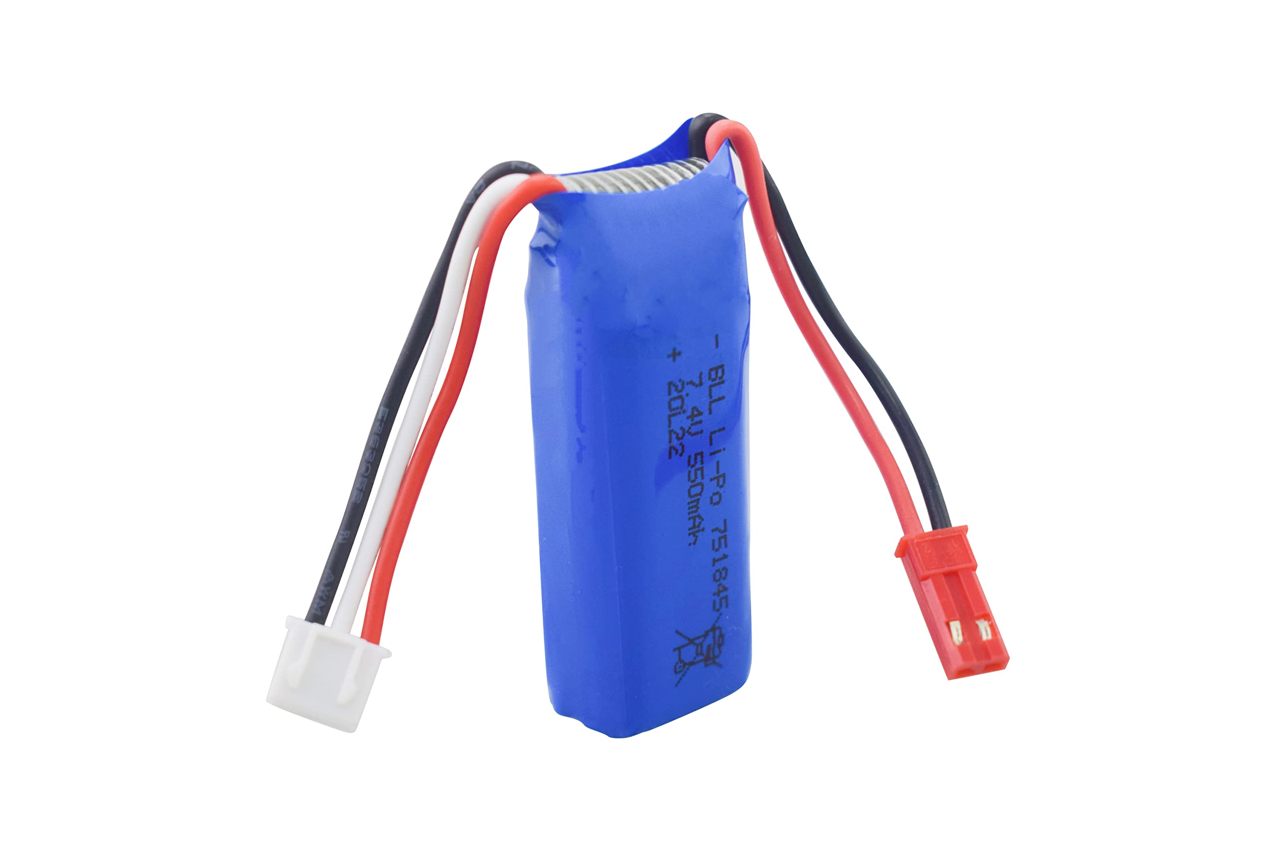 2PCS 7.4V 550mAh High-Rate Lithium Battery with 2-in-1 Charger for WLtoys K969 K979 K989 K999 P929 P939 284131 RC Cars - Perfect for High-Speed Racing and Off-Road RC Vehicle Performance