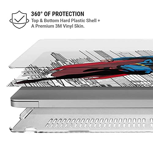 Official Warner Bros Flying Superman MacBook Pro 13in M1 (2021) Case & Skin Set - Durable Protective Cover with Premium Vinyl Decal - Perfect for Work, Travel & School Accessories