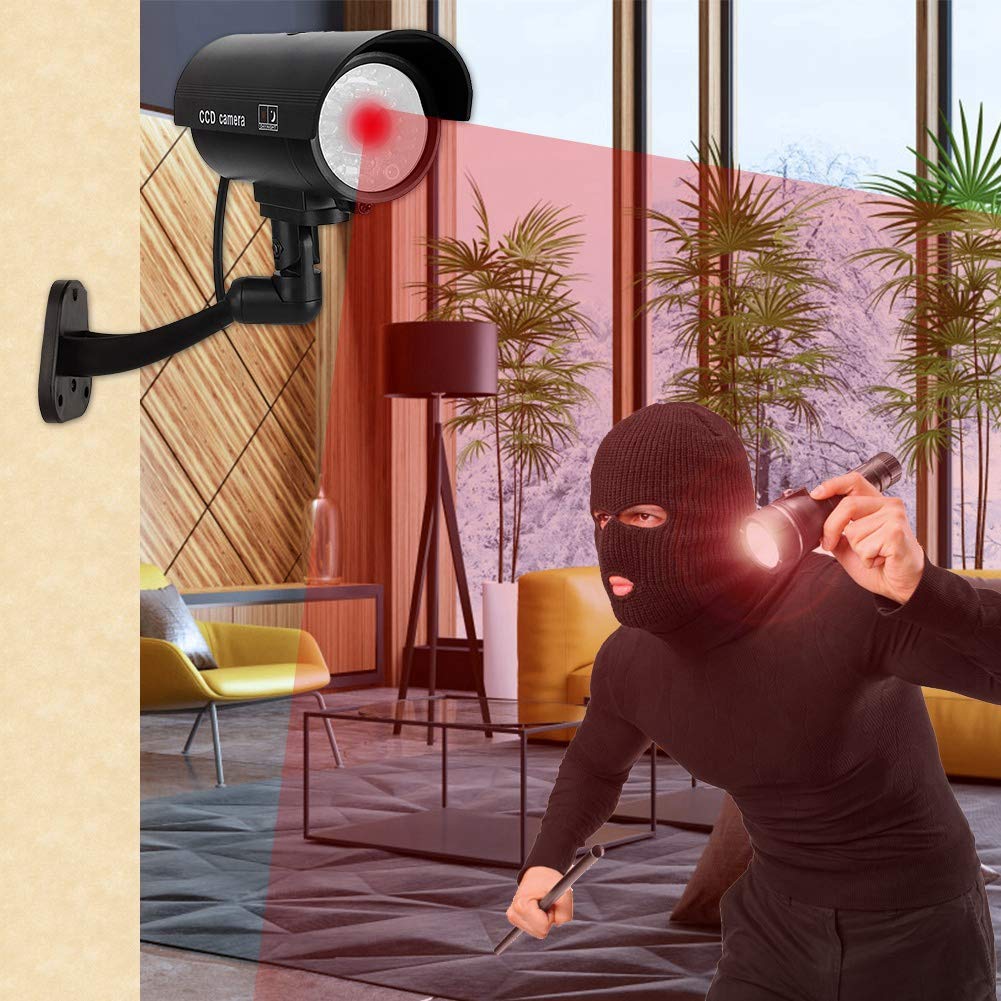 Fake Security Camera with Black Flash LED - Anti-Theft Dummy CCTV Camera for Office, Supermarket & Hotel | Deter Burglars & Enhance Safety