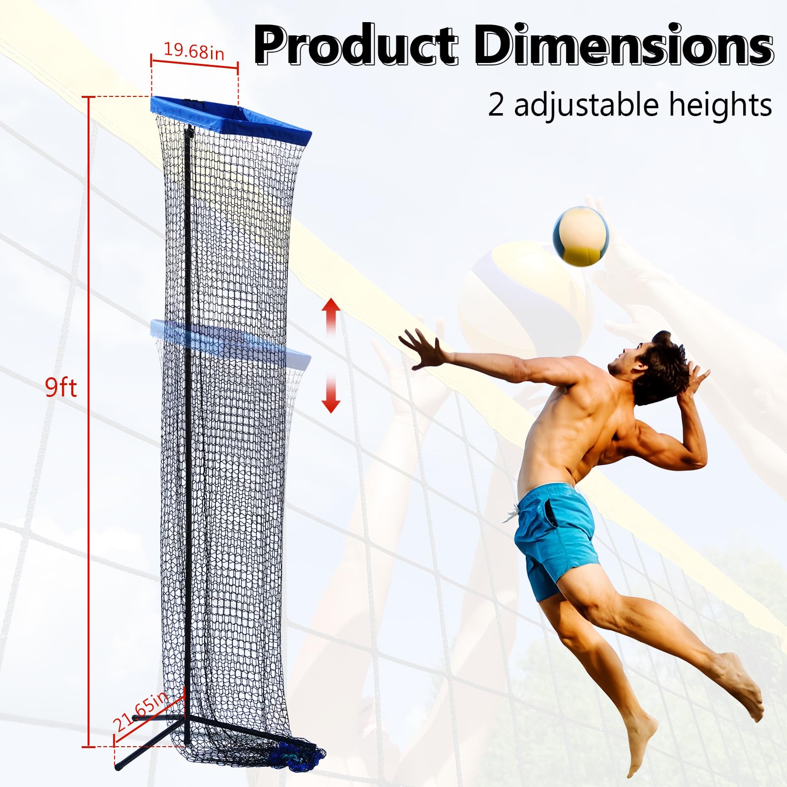 Volleyball Setter Trainer - Adjustable Net for Indoor & Outdoor Practice