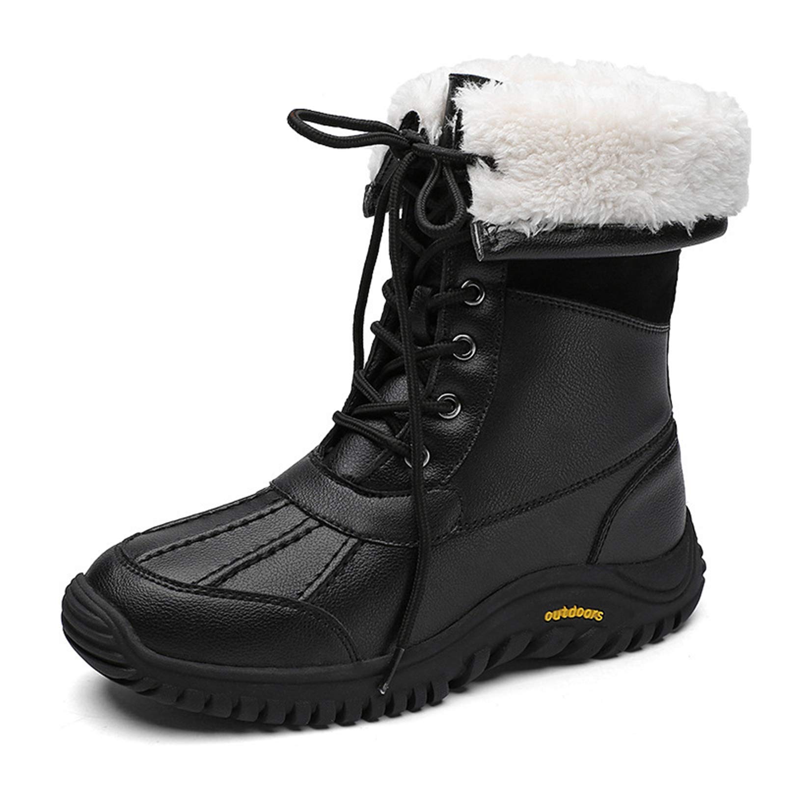 Women's Waterproof Winter Snow Boots - Non-Slip Hiking Trekking Shoes with Warm Fur Lining, Outdoor Casual Lace-Up Sneakers for Walking in Snow & Cold Weather, Black Size 38 (Perfect for Snowy Days, Winter Hiking & Outdoor Adventures)