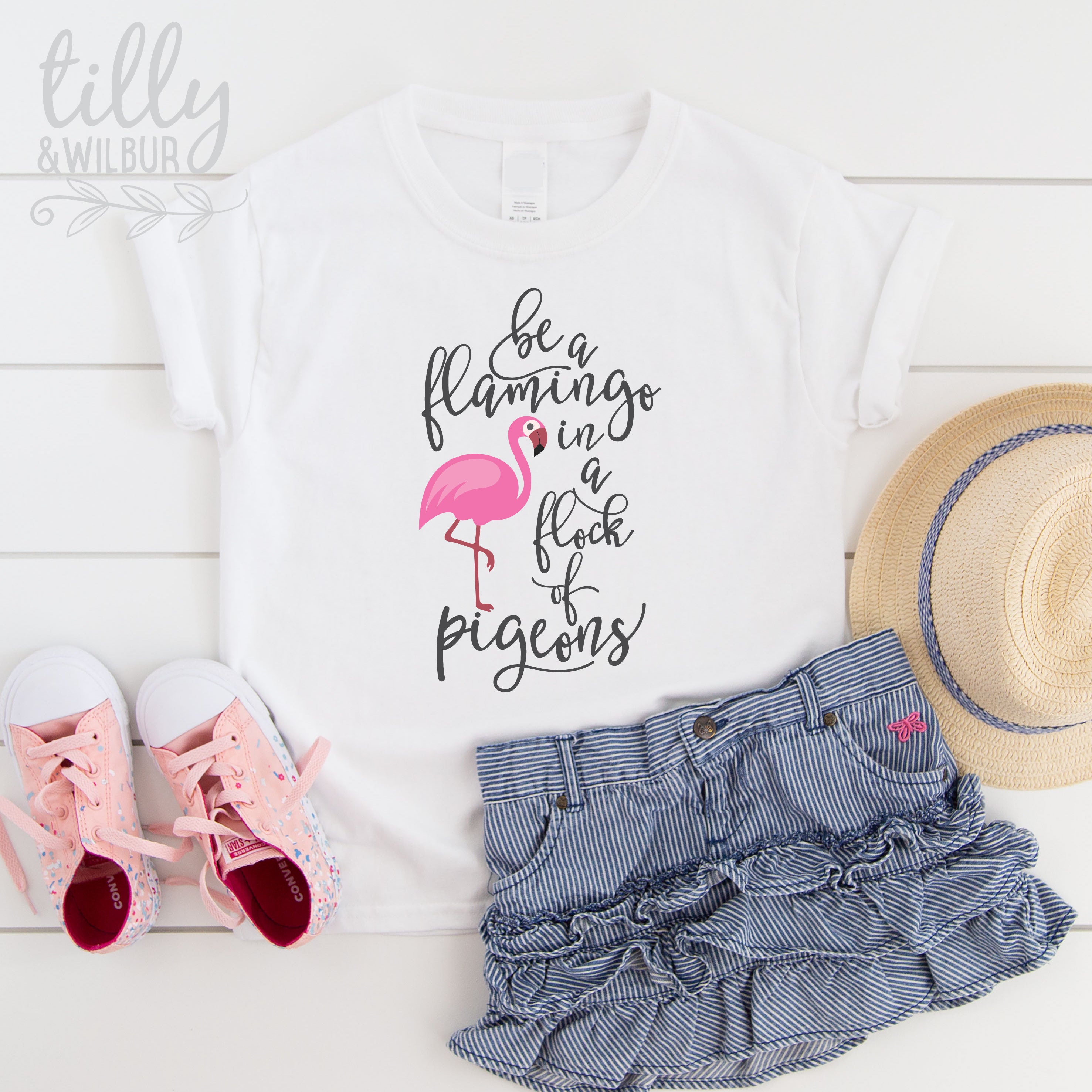 Be A Flamingo In A Flock Of Pigeons Graphic T-Shirt - Unique Motivational Tee for Women & Men - Perfect for Casual Wear, Gifts & Inspirational Outfits