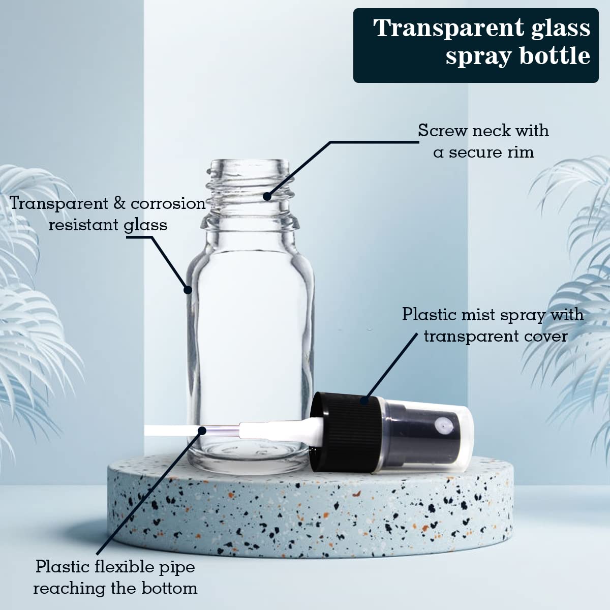 NSB Herbals 10ml Refillable Clear Fine Mist Spray Glass Bottles with Spray Pump - Perfect for DIY Perfume, Essential Oils, Aromatherapy Blends, Facial Mists & Beauty Products (3-Pack) | Travel-Friendly, Home Spa & Skincare Essentials