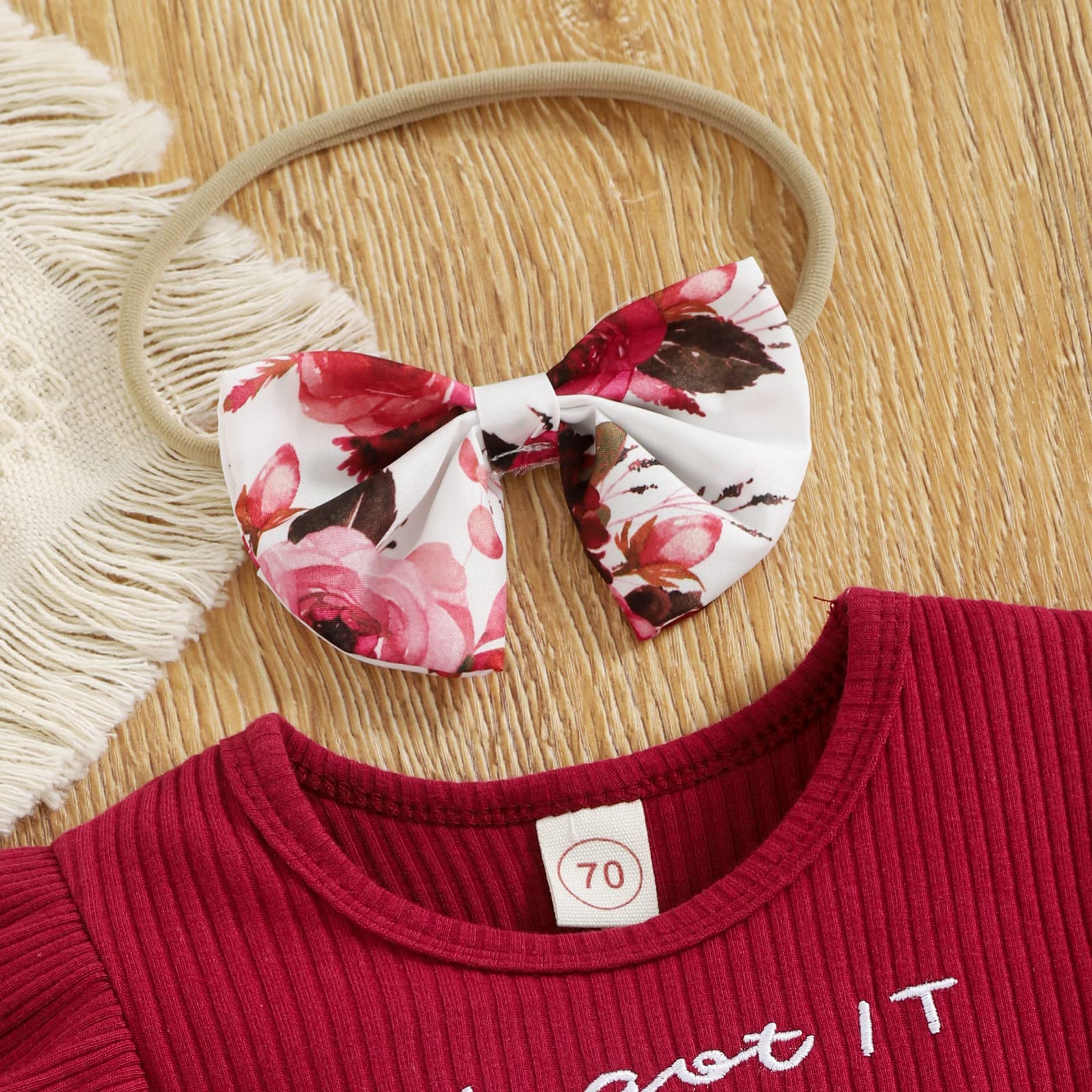 Christmas Baby Girl Outfit - Long Sleeve Floral Romper Dress & Bodysuit Playsuit for Infant Girls | Fall & Holiday Season Wardrobe