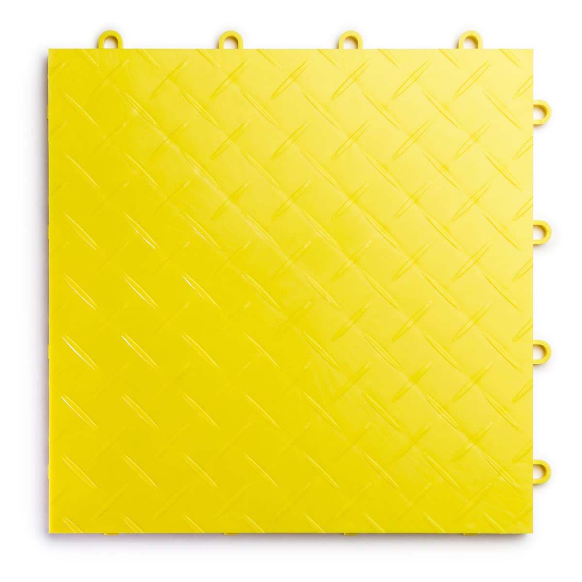 RaceDeck Diamond Plate Garage Floor Tiles - Durable Interlocking Modular Flooring (48 Pack, Yellow) for Home Garage, Workshop & Auto Showroom