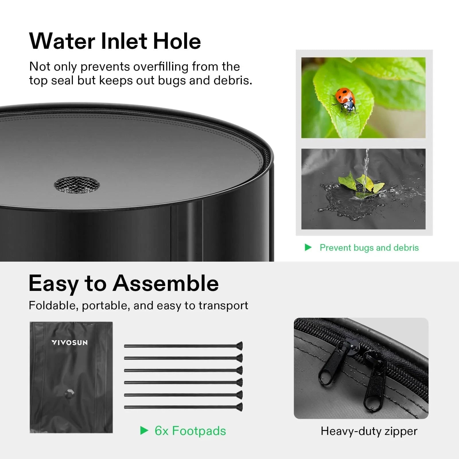 Vivosun 53 Gallon Collapsible Rain Barrel - Water Storage Container for Outdoor Garden, Lawn Irrigation & Emergency Water Supply | Durable & Space-Saving Design
