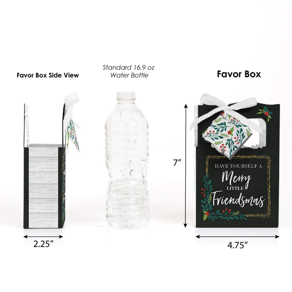 Rustic Merry Friendsmas Christmas Party Favor Boxes - Set of 12 - Perfect for Holiday Celebrations, Gift Exchanges & Festive Gatherings