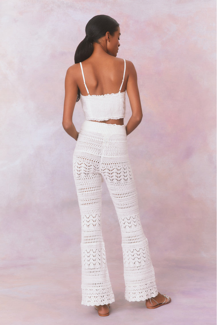 Fosta Women's Boho Crochet Pants - Comfortable Lace Knit Lounge Pants for Yoga, Beach & Summer Vacation Outfits