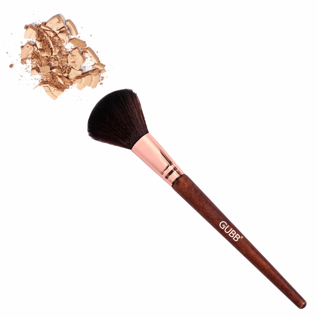 Professional GUBB Powder Brush for Face Makeup - Soft Kabuki Brush with Wooden Handle - Perfect for Loose & Pressed Powder, Foundation & Blush Application - Ideal for Everyday Makeup & Professional Use