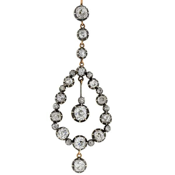 Exquisite Victorian Style 18K Gold Diamond Teardrop Earrings - 7.26 Carat Total Weight - Perfect for Weddings, Anniversaries & Special Occasions