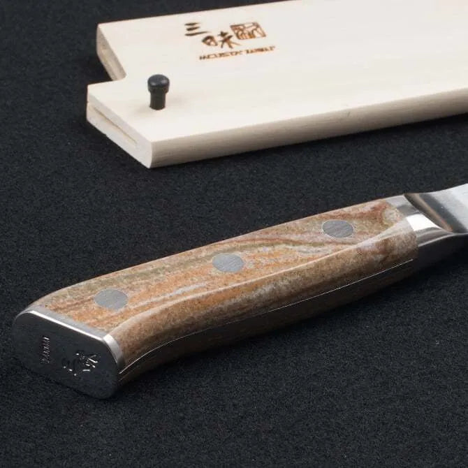 Premium Zanmai Pro Gyuto Japanese Chef Knife with Saya Scabbard - High Carbon Stainless Steel Blade for Professional Chefs & Home Cooking, Perfect for Slicing, Dicing & Meat Cutting