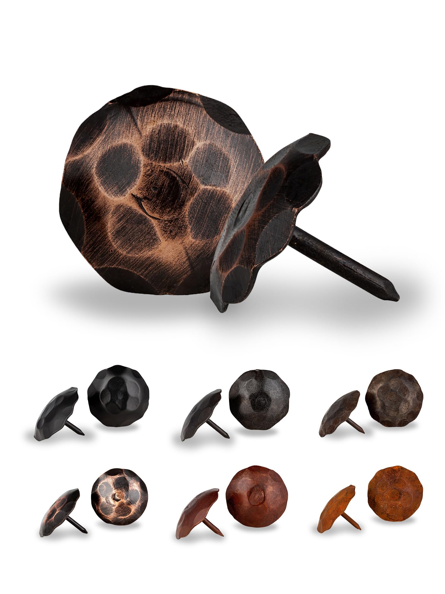 100 Pack 1 Inch Small Round Head Decorative Nails - Oil Rubbed Bronze Finish - Rustic Fasteners for Farmhouse Shutters, Barn Doors & Wood Beams - Ornamental Hardware Accents - Perfect for DIY Home Decor, Furniture Restoration and Rustic Woodworking Projects
