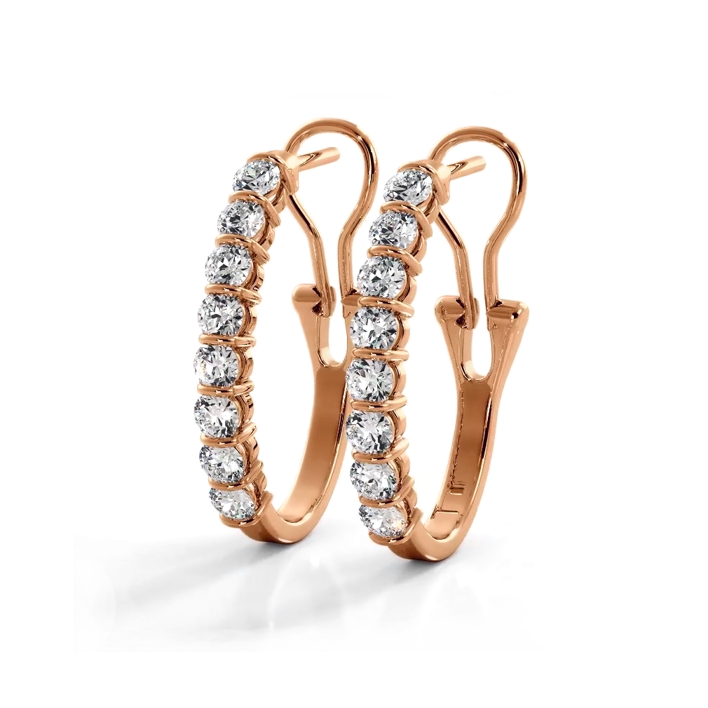 1.0 Carat Bar Set Round Diamond Oval Hoop Earrings for Women - Elegant & Sparkling Jewelry for Parties, Weddings & Everyday Wear