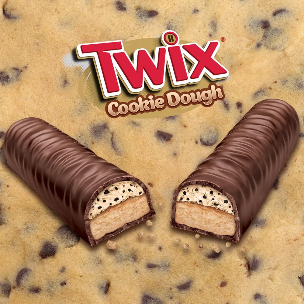 TWIX Cookie Dough Milk Chocolate Candy Bars Bulk Pack - 20 Individually Wrapped Share Size Bars, Crunchy Cookie & Caramel in Rich Milk Chocolate | Perfect for Halloween Candy, Christmas Gifts, Birthday Parties, Office Snacks & Movie Nights