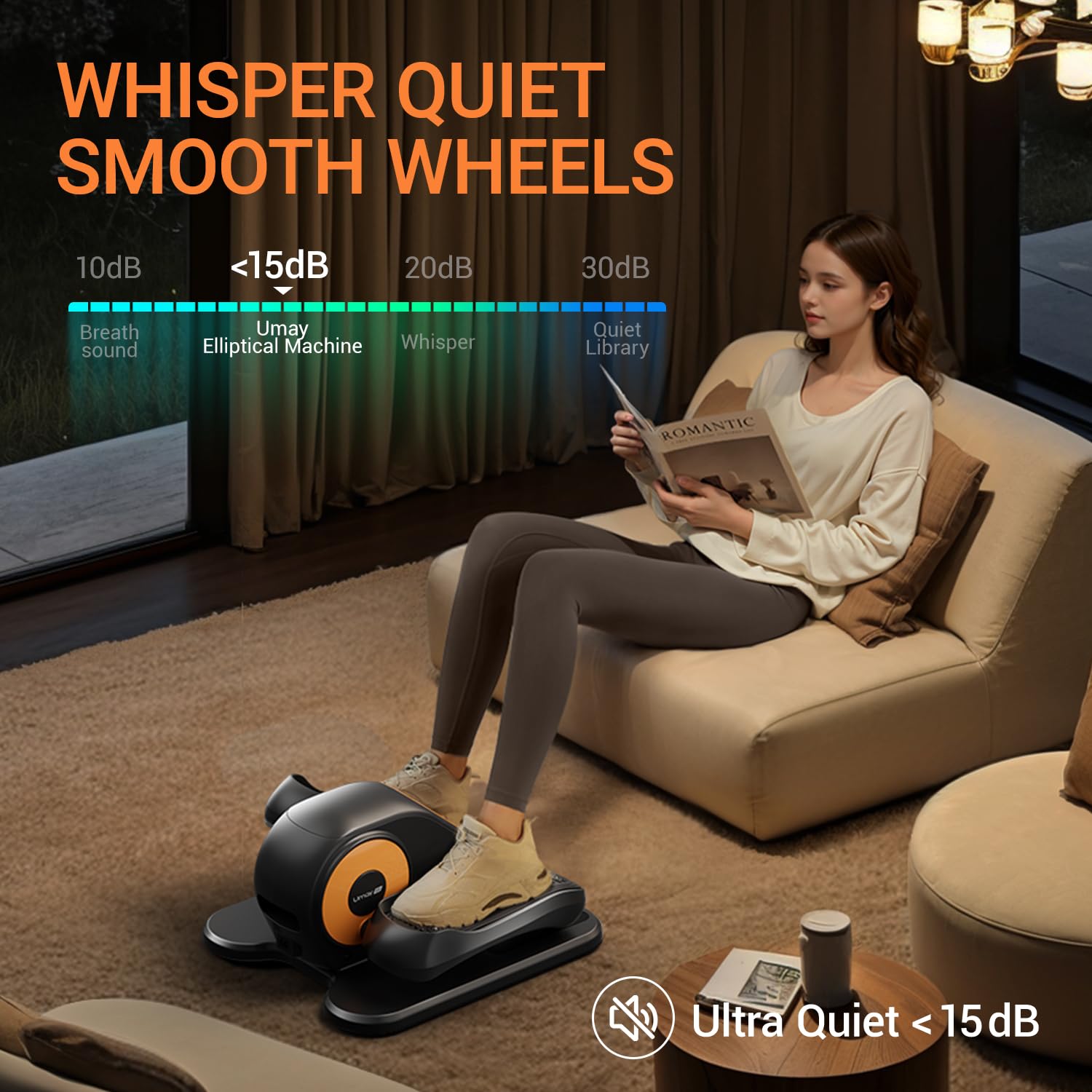 Under Desk Elliptical Machine - Quiet Portable Leg Exerciser for Seniors & Office Workers - 12 Speed Levels with Remote, Auto/Manual Modes - Perfect for Home Office, Rehabilitation & Low-Impact Workouts