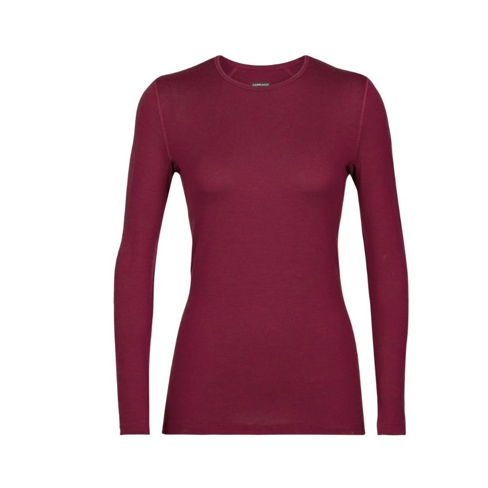 Icebreaker Women's 260 Merino Wool Thermal Base Layer Top - Cherry Red (Size L) | Warm Winter Underwear for Hiking, Skiing & Outdoor Activities