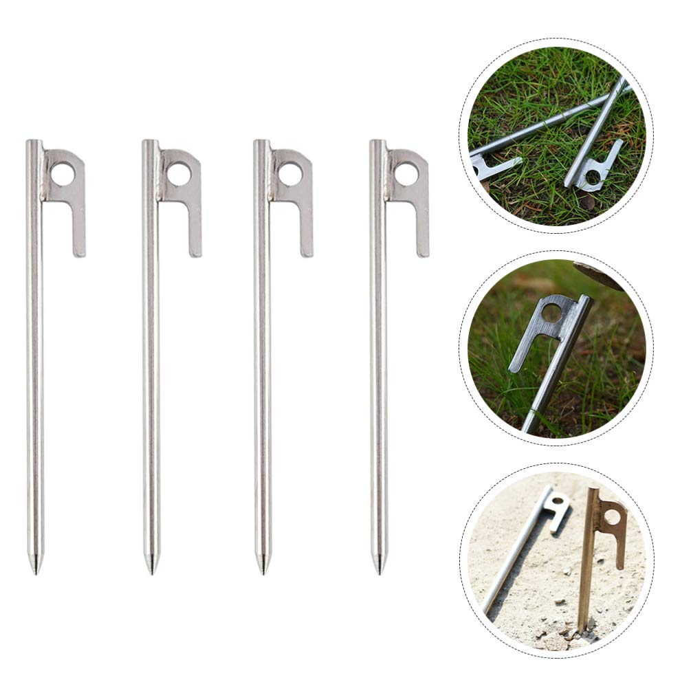 VICASKY 8 Pack Heavy Duty Stainless Steel Tent Stakes - Camping Ground Nails for Canopy, Tent, Shelter - Windproof & Durable Tent Accessories for Outdoor Adventures, Hiking, Beach Camping