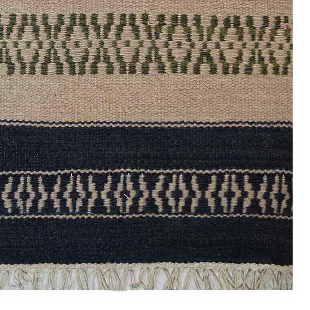 Handmade Flat Weave Kilim Wool Area Rug 6'x9' - Eco-Friendly, Low Pile, Aqua Cream Modern Design for Living Room, Bedroom & Dining Room | Contemporary Hand Woven Rectangle Carpet D00114