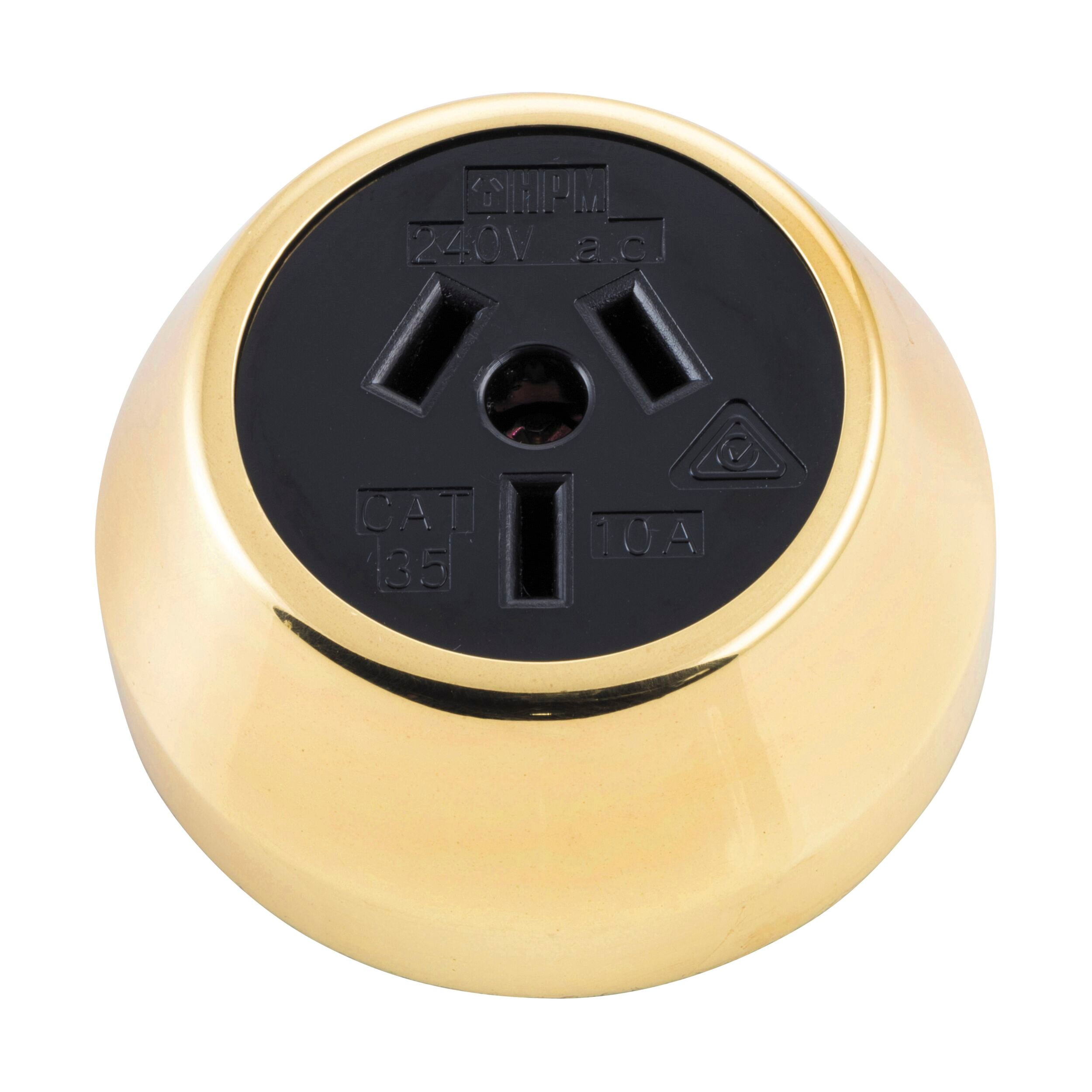5476 Socket Federation Black Mechanism Polished Brass D60xP29mm - Heavy Duty Electrical Connector for Industrial Equipment & Machinery Wiring
