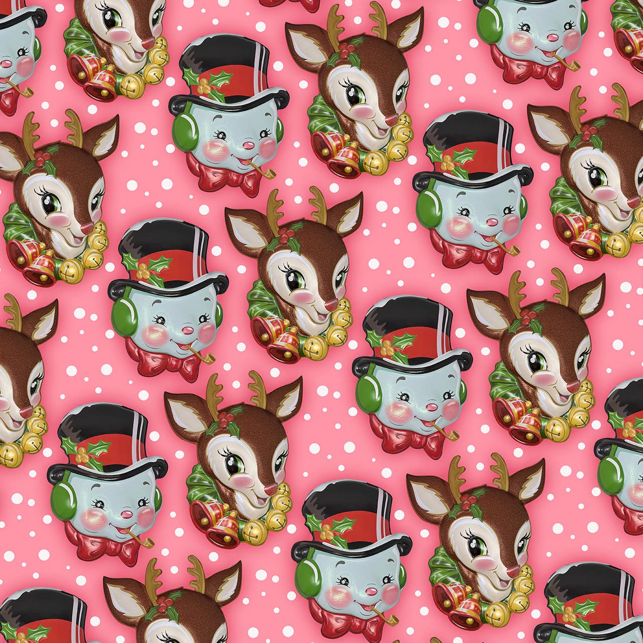 Hollydaze Snowman & Deer Christmas Gift Wrapping Paper - Festive Holiday Present Wrap for Gifts, Stockings & Decorations