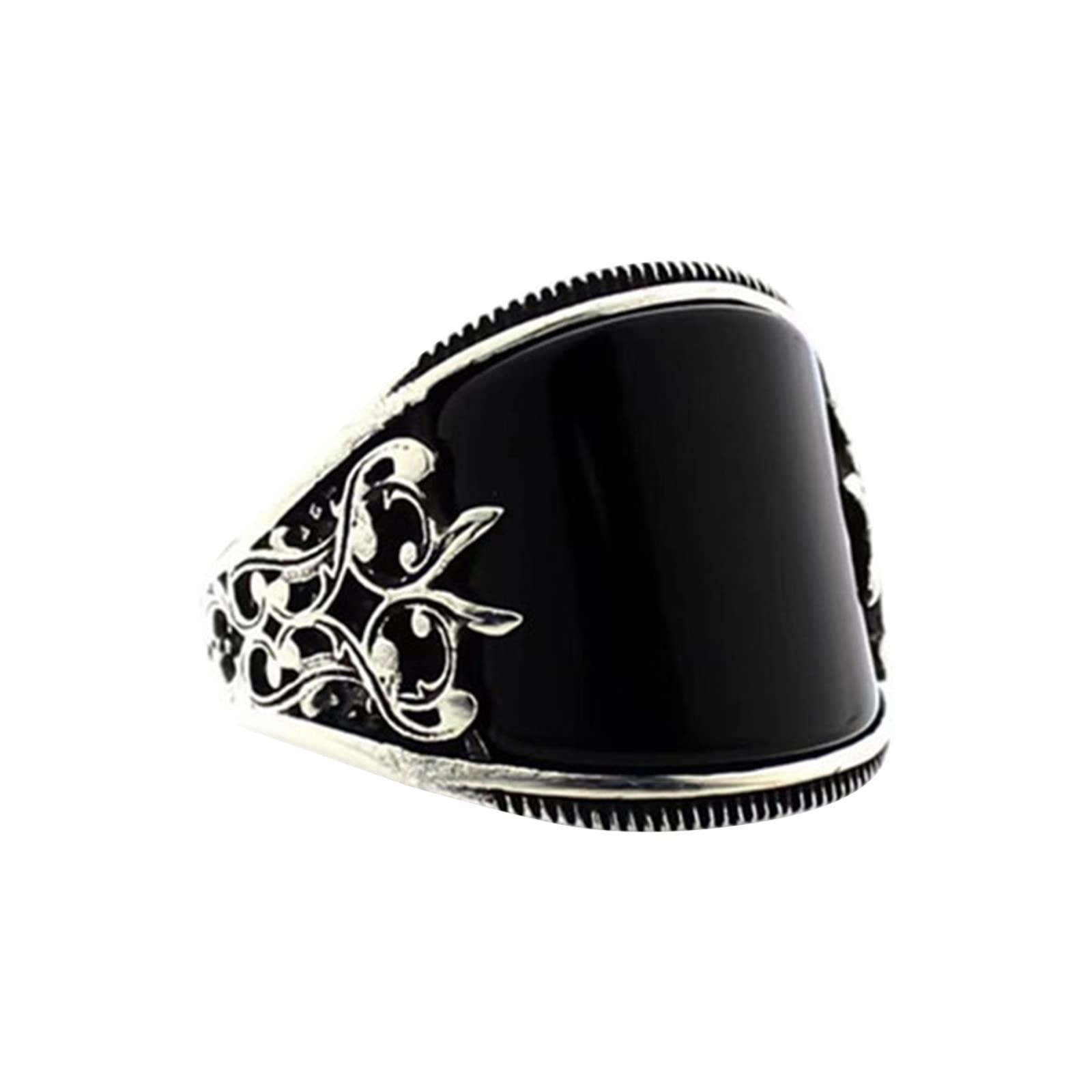Hand-Painted Black Promise Ring with Embossed Boho Pattern - Eternal Love Engagement Ring for Women - Perfect for Anniversaries, Proposals & Boho Chic Fashion