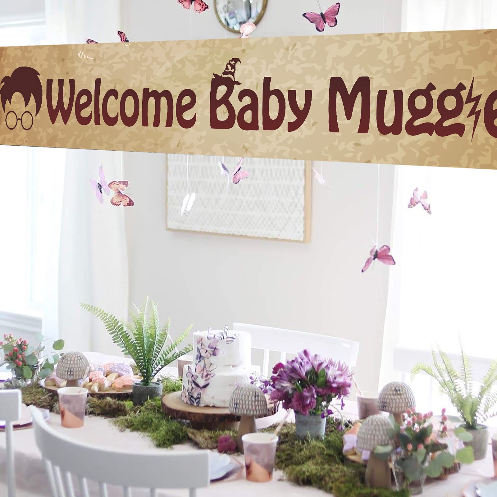 Welcome Baby Muggle Large Banner Sign - Baby Shower Party Decorations Supplies for Gender Reveal - Nursery Wall Decor for Harry Potter Themed Parties & Newborn Celebrations