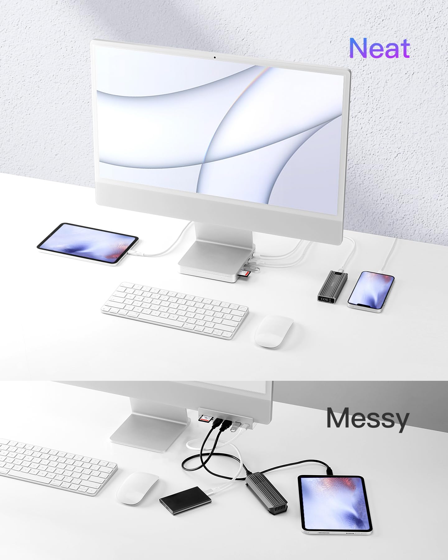 Inateck 8-in-1 Aluminum USB C Hub for iMac 24 Inch 2021/2023 - USB 3.2 Gen 2 Docking Station with NVMe SSD Enclosure, 10Gbps USB-C Port & SD/TF Card Reader - Perfect for Home Office, Video Editing & External Storage Expansion (Model DK2001)