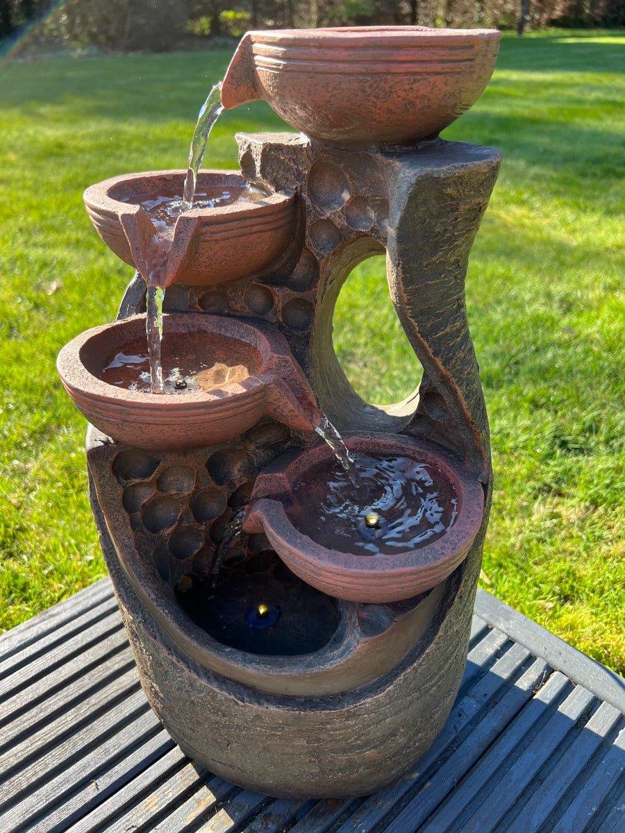 5-Tier Solar Powered LED Water Fountain with Bowl Design - 23.5x21x42cm Outdoor Garden Decor for Patio, Yard & Landscape