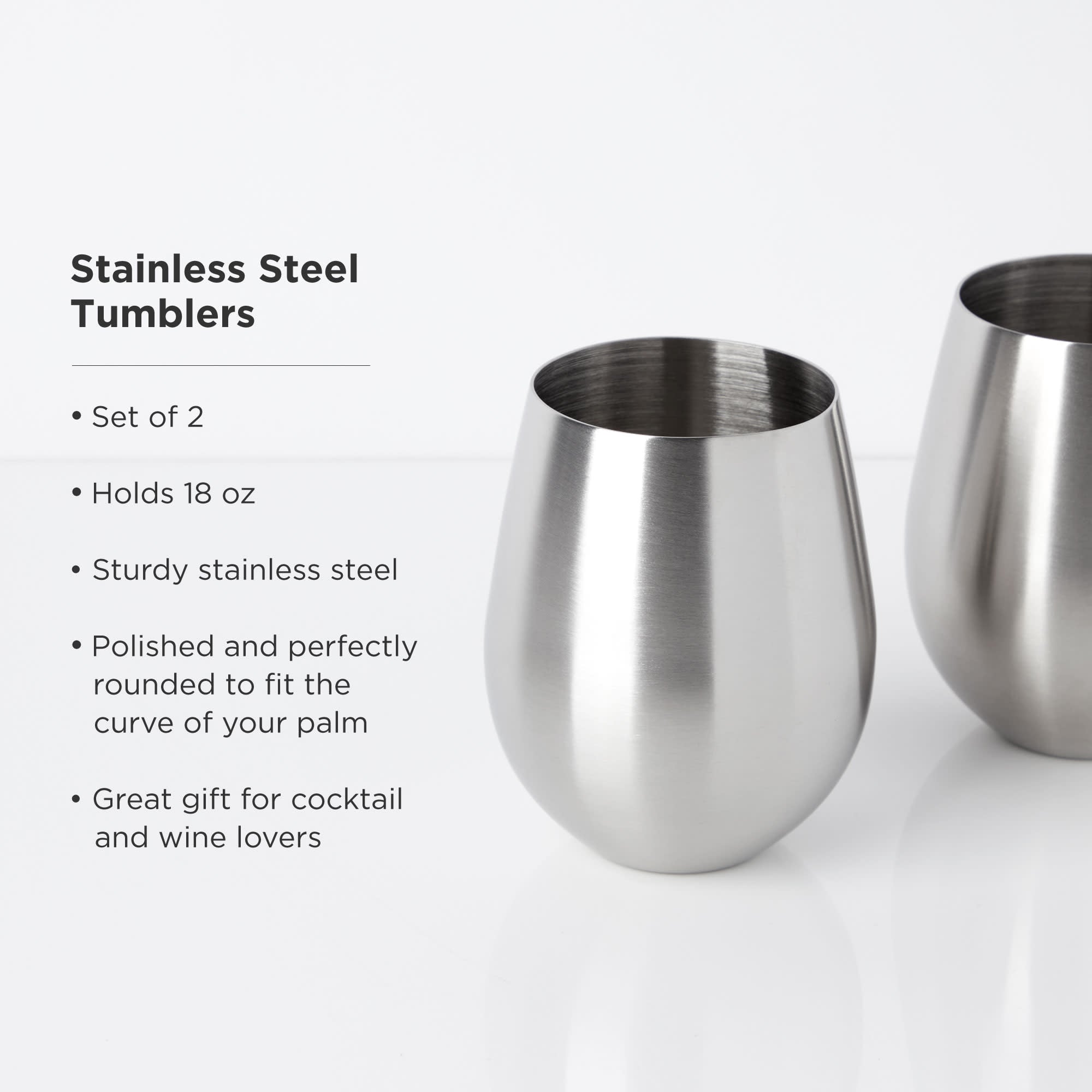 Premium Stainless Steel Wine Tumblers Set of 2 - Insulated Double-Walled Cups for Red & White Wine - Perfect for Outdoor Picnics, Parties & Travel