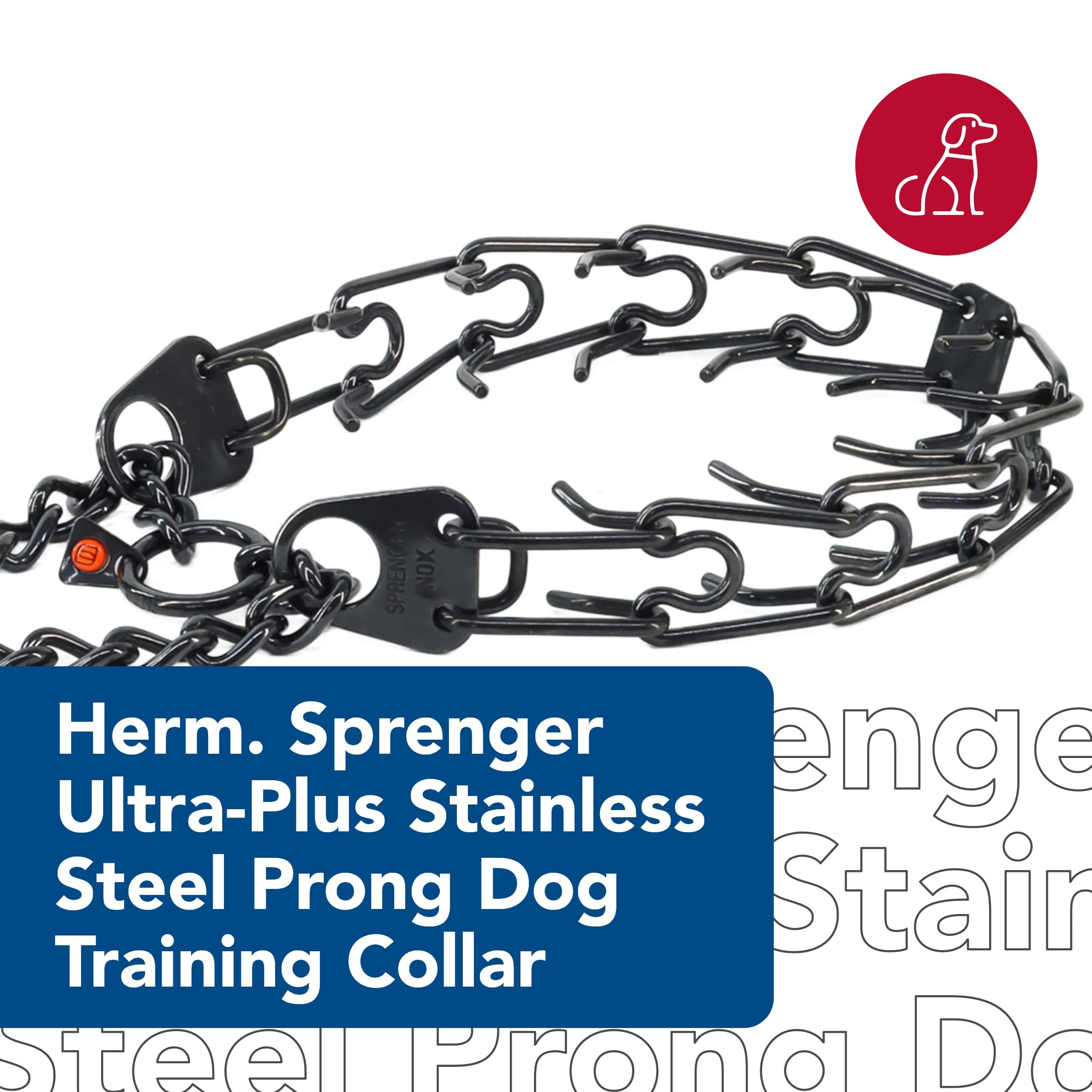 Herm Sprenger Ultra-Plus 4.0mm Stainless Steel Dog Training Collar - 25 Inch Adjustable Prong Collar for Obedience & Behavior Training - Perfect for Large Breed Dogs