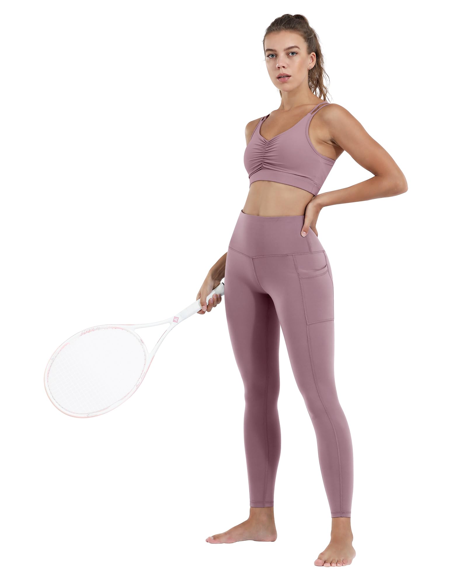 CHRLEISURE Women's High Waisted Yoga Pants with Pockets - Tummy Control Workout Leggings for Running, Gym & Lounge Wear