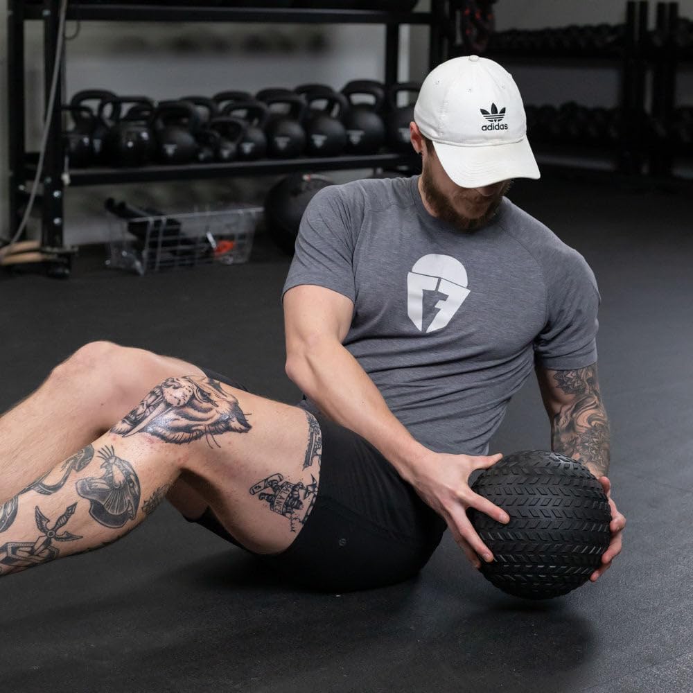Titan Fitness Rubber Tread Slam Ball - Heavy Duty Dead Bounce Weighted Exercise Ball for Strength Training, CrossFit, HIIT Workouts - Perfect for Throwing, Catching, Slamming & Twisting Drills in Home Gym or Outdoor Fitness