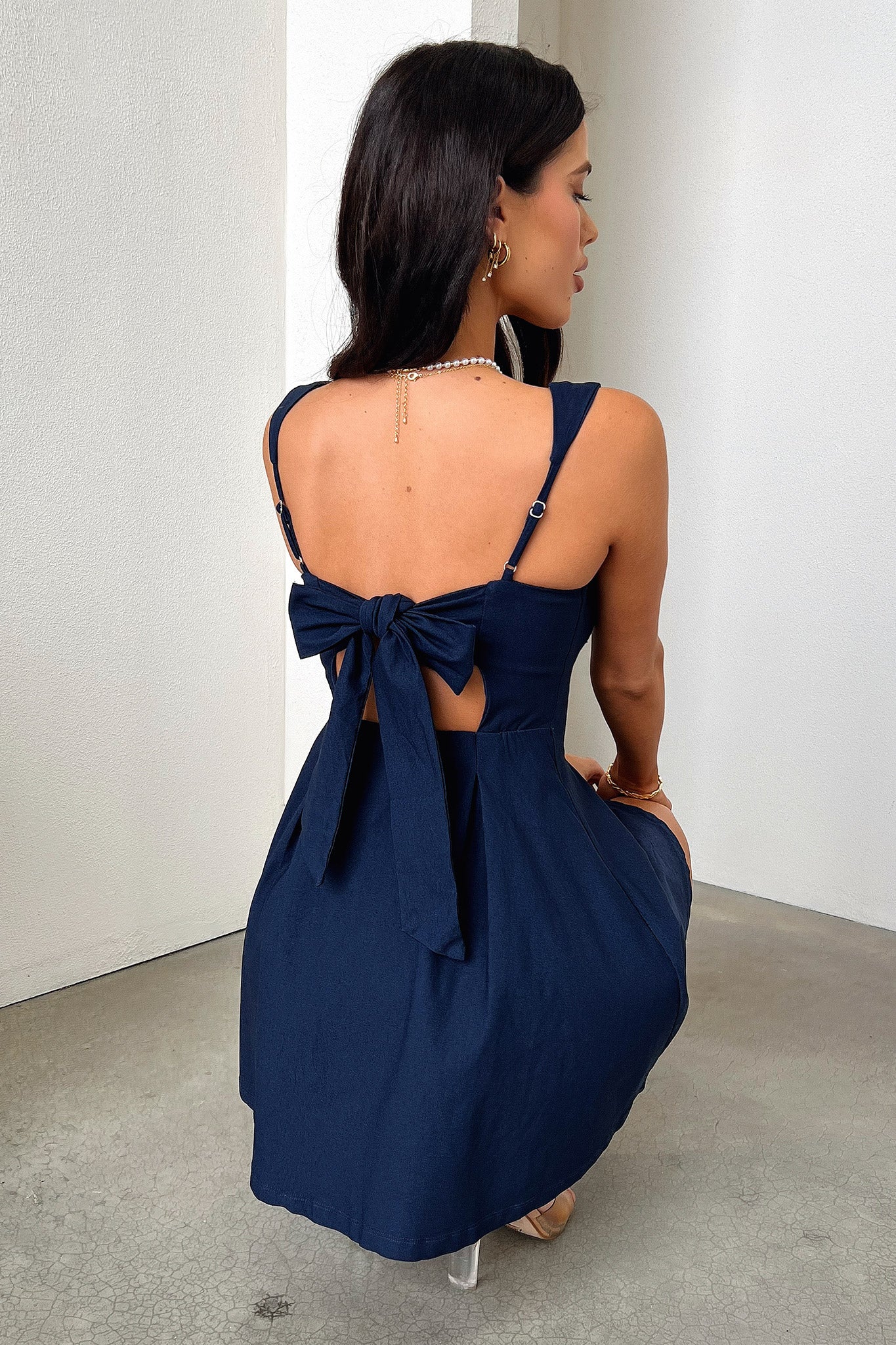 Bransley Women's Navy Blue Dress - Elegant Casual & Office Wear for Everyday Style