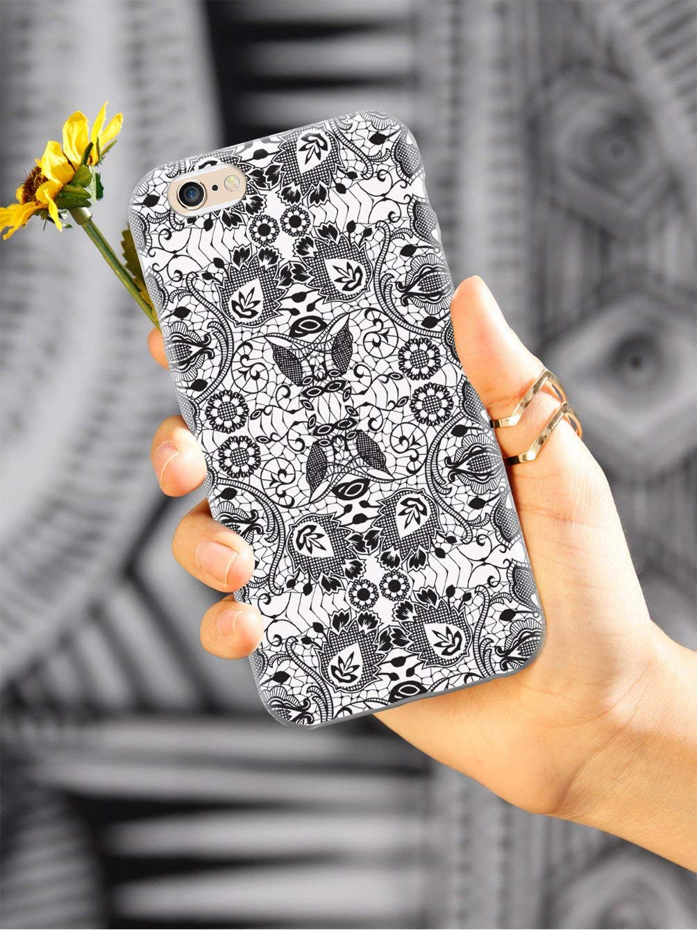 **Inspired Cases - iPhone 8 Plus Case, 3D Textured Protective Cover with Lace Pattern (Black) - Shockproof & Slim Design for Apple iPhone 8 Plus - Perfect for Daily Use, Travel & Gifts**
