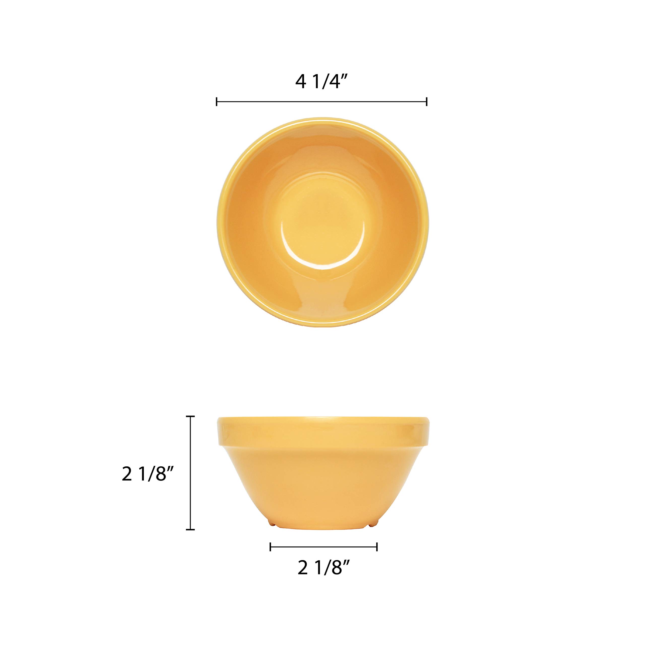 Bright Yellow Melamine Bouillon Cups - 4.25 Inch 8 oz Soup Bowls, Set of 12 - Durable & Lightweight Dishware for Restaurants, Picnics, and Outdoor Dining