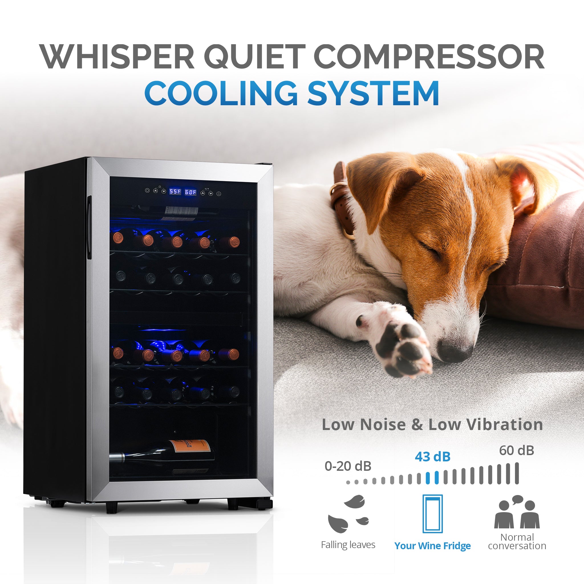 Newair® 28 Bottle 18.9 Inch Stainless Steel Freestanding Dual Zone Wine Cooler Refrigerator - Perfect for Home Bars, Restaurants, and Wine Cellars