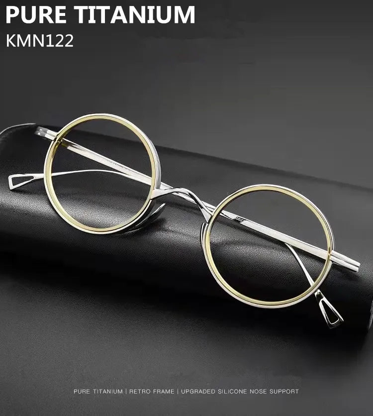 Stylish Aimee Unisex Full Rim Round Titanium Acetate Eyeglasses Frame 112122 - Lightweight & Durable for Work, Reading & Everyday Wear