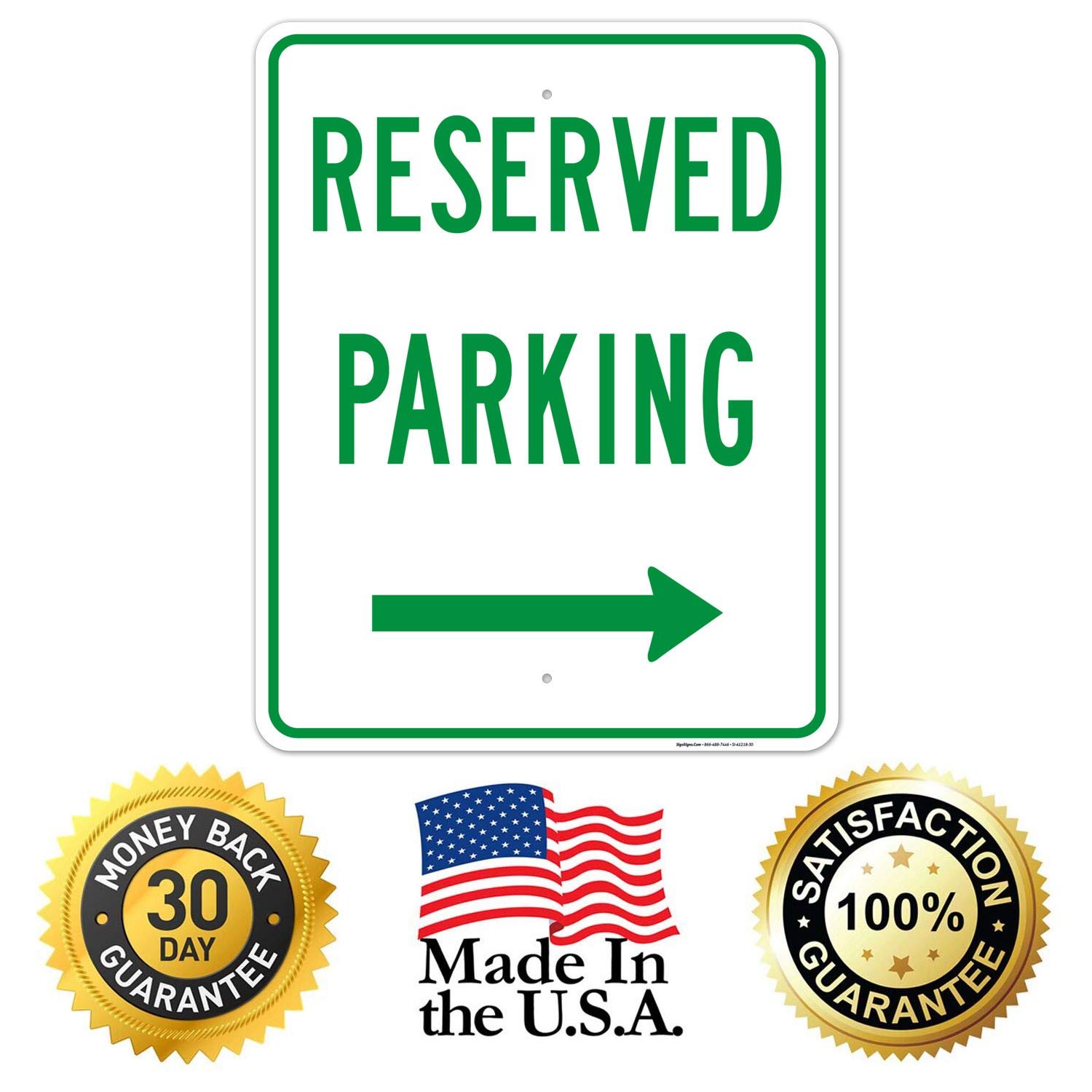 Right Arrow Reserved Parking Sign - 24x30 Inches, Rust-Free .063 Aluminum, Fade-Resistant, Easy Mounting for Indoor & Outdoor Use - Made in USA | Perfect for Office Parking Lots, Private Driveways & Commercial Properties