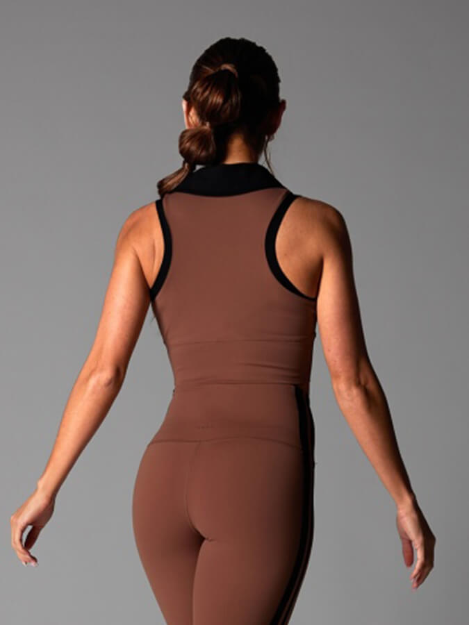 Tavi Contrast Polo Women's Tank Top - Stylish Clove Ebony Color for Casual Wear, Gym & Summer Outfits