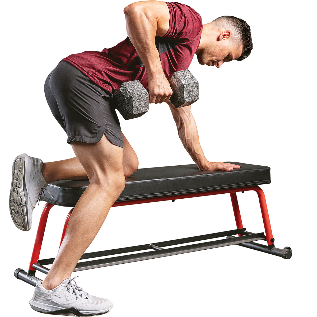 Premium Strength Flat Weight Bench with Dumbbell Rack - Heavy Duty Adjustable Home Gym Equipment for Strength Training & Bodybuilding Workouts