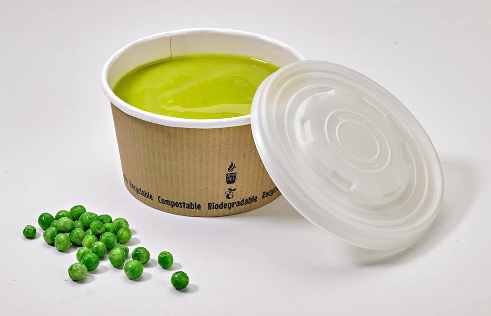 Eco-Friendly Compostable Paper Soup Cups - 8oz Kraft Brown Disposable Bowls for Ramen, Soup & Ice Cream | Recyclable Food Containers (2.4