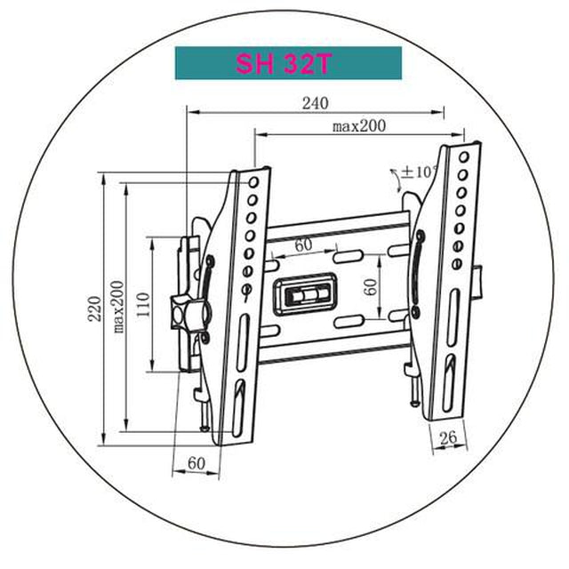 Chuns 32T Ultra Slim Tilting TV Wall Mount Bracket for 15-42 Inch Flat Screen TVs - Perfect for Living Room, Bedroom & Home Theater Installation