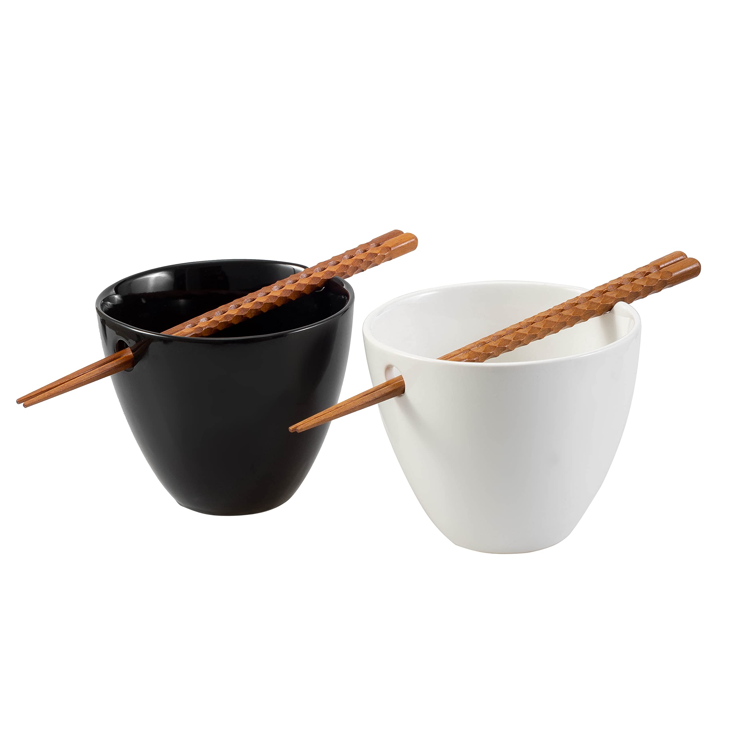 Premium Ceramic Ramen Bowl Set with Chopsticks - 2 Pack Black & White Japanese Noodle Soup Bowls - Microwave & Dishwasher Safe - Perfect for Ramen, Udon, Pho, Rice & Asian Cuisine - Ideal for Home Dining, Restaurants & Gifts