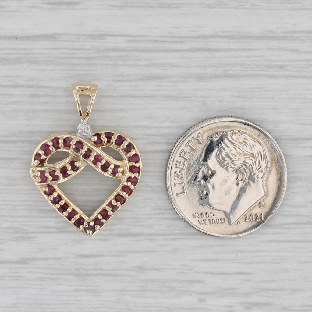 0.44ctw Genuine Ruby & Diamond Heart Pendant Necklace in 10K Yellow Gold - Elegant Jewelry Gift for Valentine's Day, Anniversary & Special Occasions