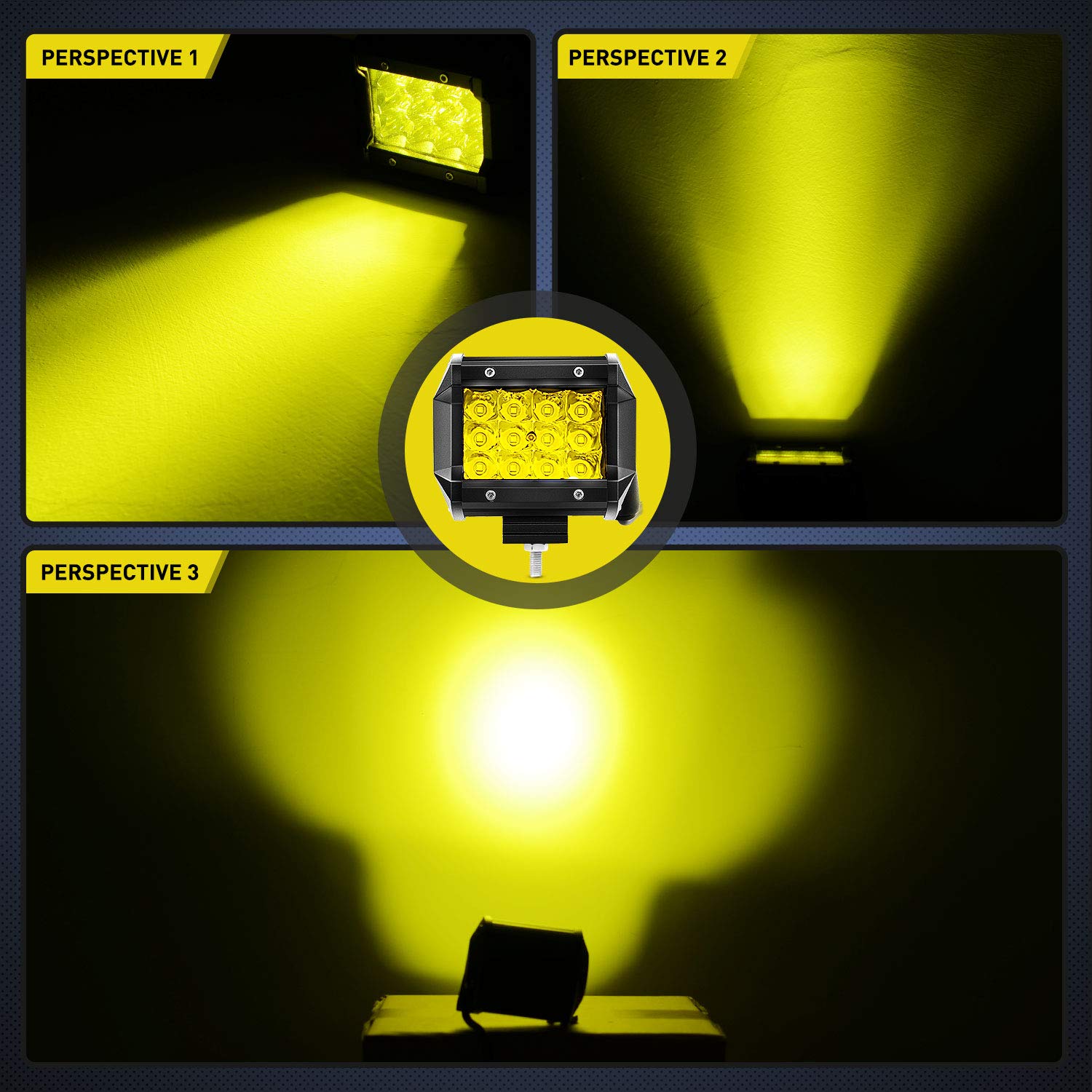 Nilight 4 Inch 36W Amber Triple Row Spot LED Light Bar - 2PCS 3600LM Waterproof Off Road Lights with 16AWG Wiring Harness Kit - 2 Year Warranty - Perfect for Trucks, Jeeps, ATVs & Off-Road Vehicles