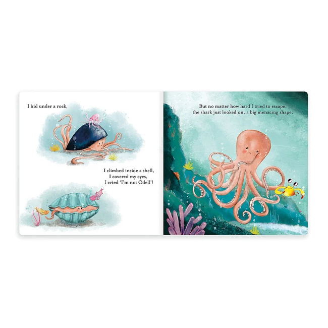 Jellycat Odell The Fearless Octopus Book - Soft Plush Toy for Kids & Adults - Perfect for Storytime, Gifts, and Nursery Decor