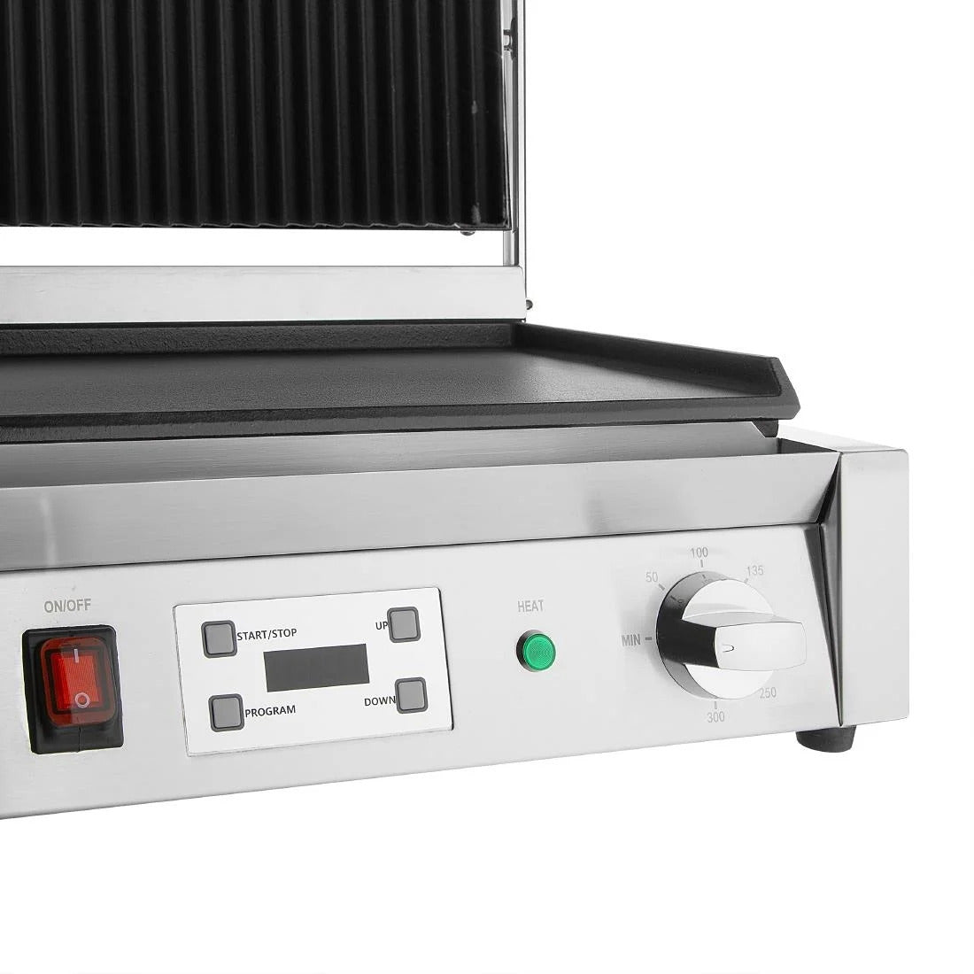 Apuro Extra Large Contact Grill with Ribbed & Flat Plates - Perfect for Indoor & Outdoor Cooking, Grilling Burgers, Steaks, Paninis & More