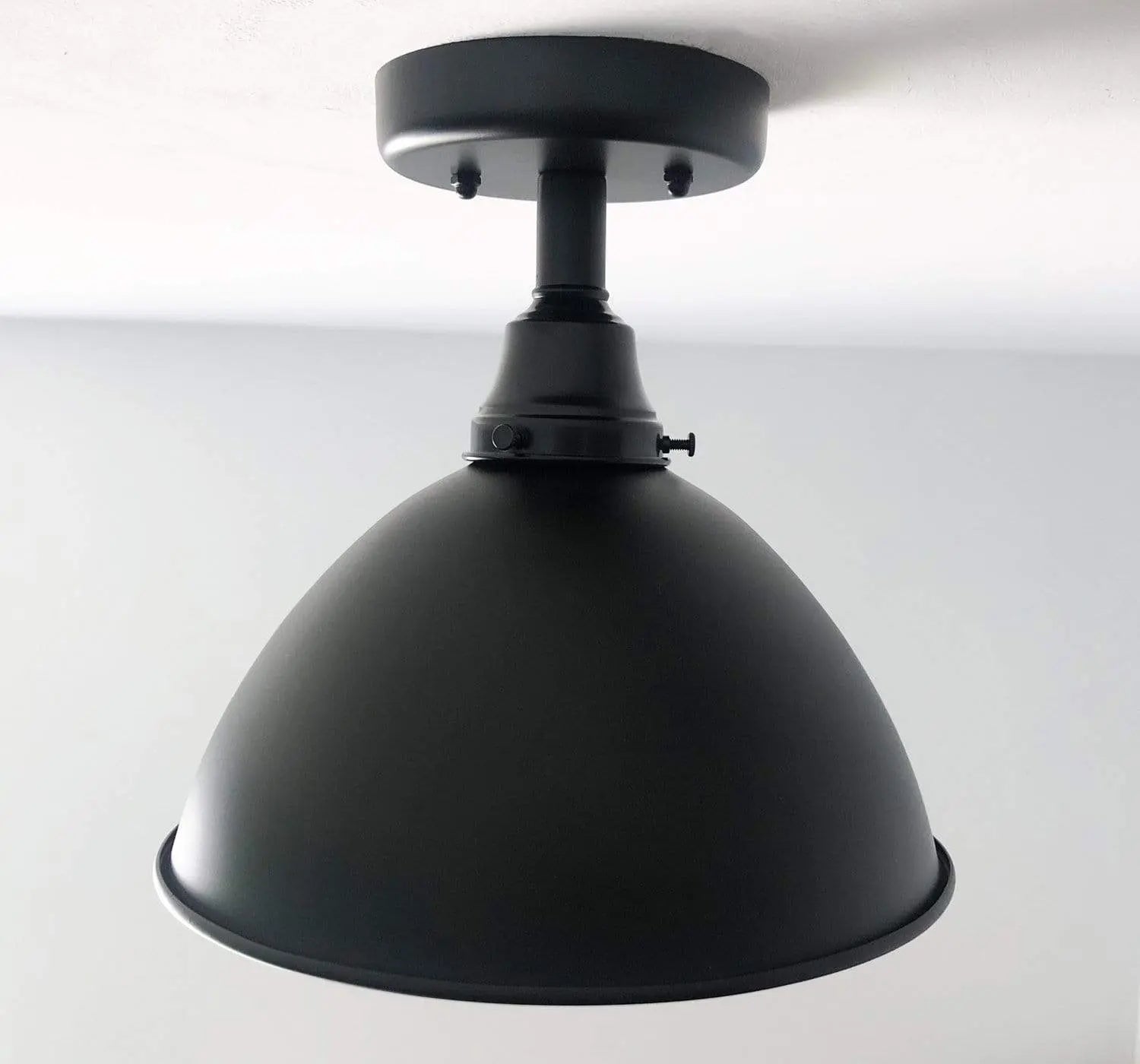 Vintage Black Enamel Farmhouse Ceiling Light Fixture - Rustic Industrial Pendant Lighting for Kitchen, Dining Room & Bedroom