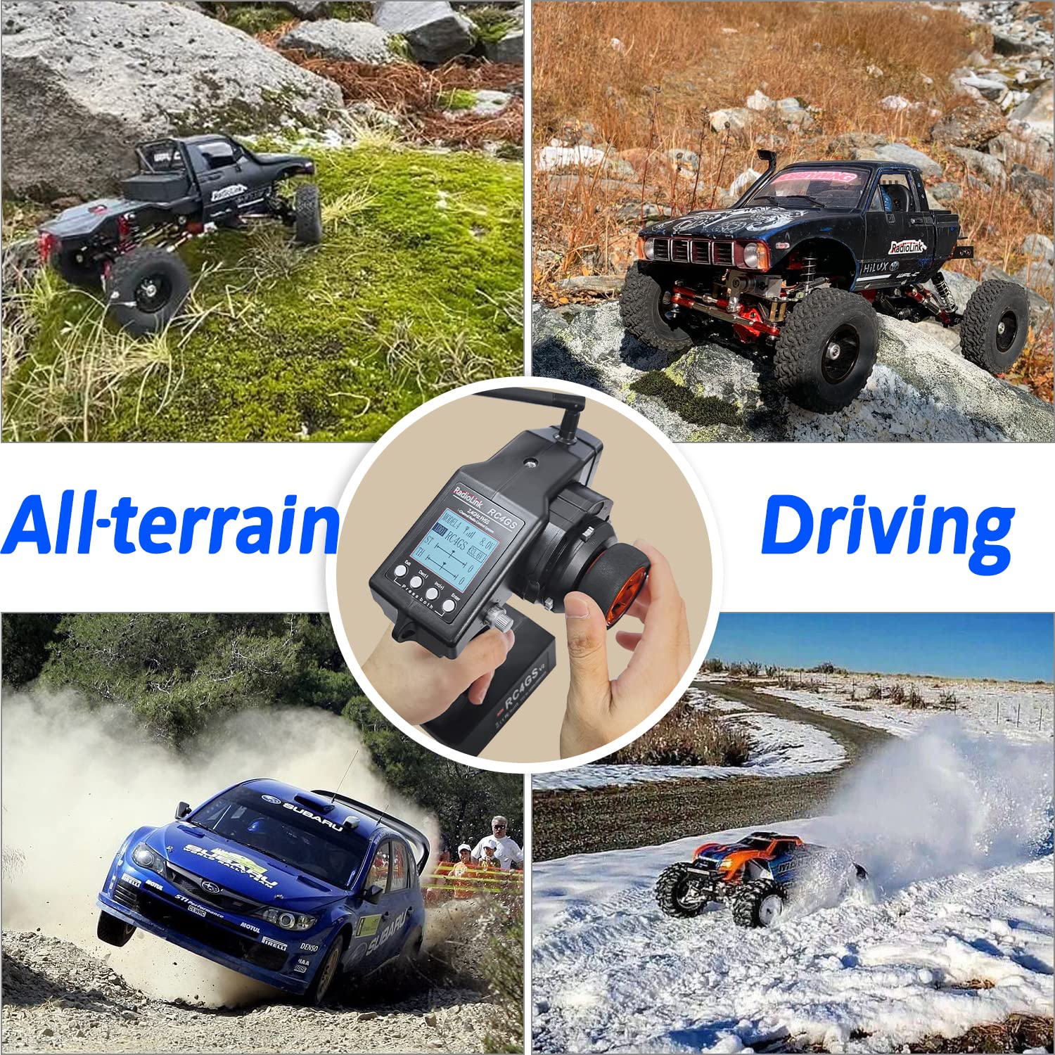 Radiolink RC4GS V3 (Upgraded from V2) 5-Channel 2.4GHz RC Radio Transmitter with Gyro & 2 R6FG Receivers - 400M Remote Control System for RC Cars, Boats, Crawlers, Tanks, Drifting & Buggies | Includes Lanyard for Outdoor Racing & Hobby Use
